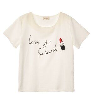 White love you so much lipstick slogan blouse